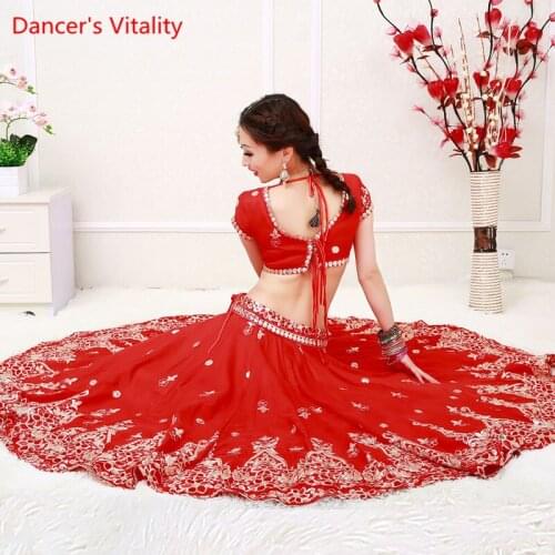 Women Belly Dance Competition Costumes Oriental Embroidery Belly Dancing Indian Dance Performance/Practice Clothing Suit