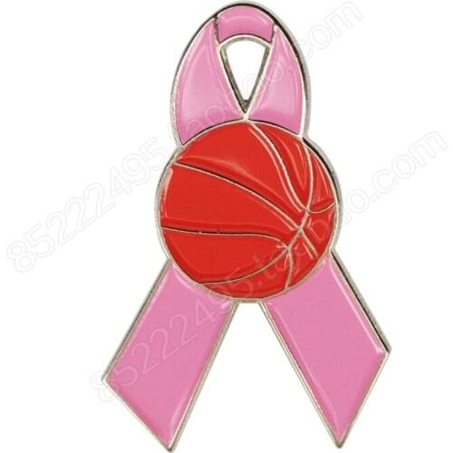 Breast Cancer Awareness Sports Basketball Pink Ribbon Lapel Pins