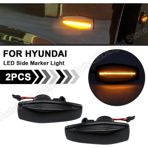 2Pcs For Hyundai Sonata Tucson Elantra Tiburon Accent Smoked LED Fender Side Marker Light Turn Signal Lamp Indicator Light