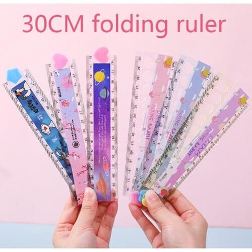 30pcs kawaii ruler 30cm multifunction folding ruler