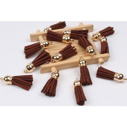 35mm 20pcs Brown Velvet Tassels Jewelry Finding Earring Pendants Key Tassel DIY Garments Accessories Wholesale