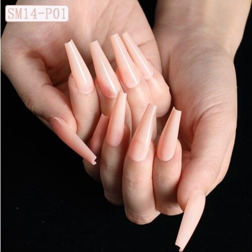 5 Sets Super Long Fake Nails Glossy Coffin Artificial Press On Nails False Nails For Girls Ballerina Full Cover Fingernails Tips