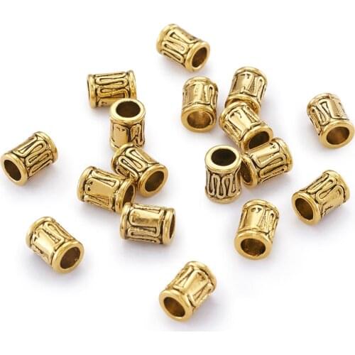 Pandahall 50pcs Alloy Beads Tube Spacer Charms Matel Beads for DIY Jewelry Making Necklaces Bracelets 8x6mm