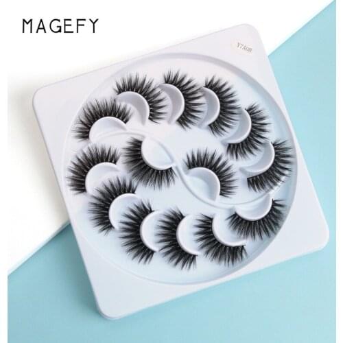 7 Pairs Swirl Disc 3D Mink Hair Natural False Eyelashes Thick Eyelash Volume Fake Lashes Makeup Eyelash Extension Silk Eyelashes