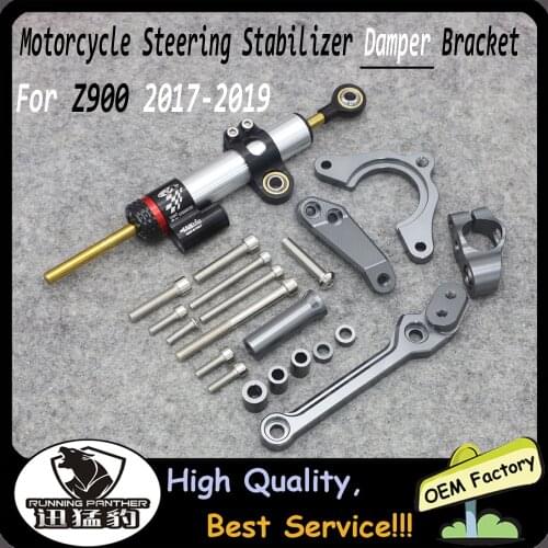 Motorcycle Accessories CNC Aluminum Alloy Adjustable Steering Damper Stabilizer Bracket Mounting Kit For Kawasaki Z900 2017-2021