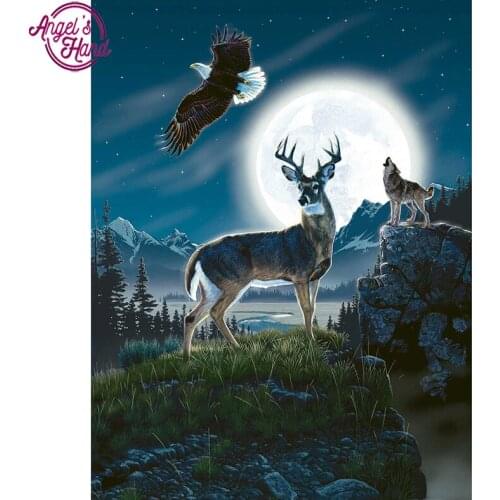 Full drill 5D DIY diamond embroidery moonlight deer square diamond painting Cross Stitch Rhinestone mosaic home decoration gift