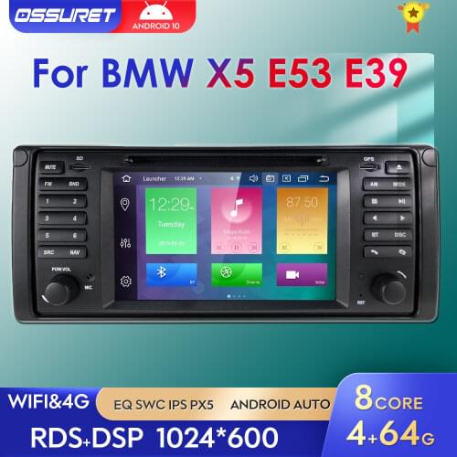 7 Inch IPS 4G+64G 1 Din Android 10 Car Radio GPS for BMW E39 E53 X5 2002-2006 2007 Wifi 4G Bluetooth Stereo RDS USB Multimedia