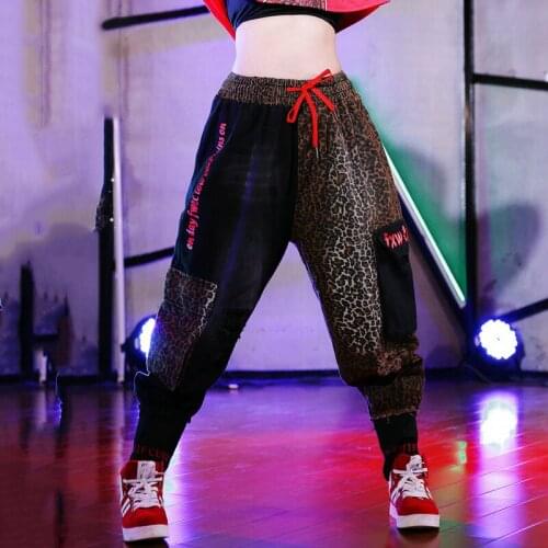 Hip Hop Dance Pants Adults Loose Leopard Print Trousers Women Street Dancing Clothes Jazz Performance Wear Rave Outfit DT1749