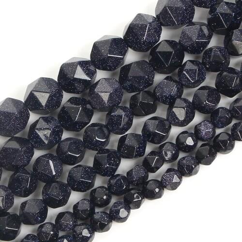 6-10mm Natural Stone Beads Round Large section Blue sandstone Spacer beads For Jewelry Making DIY Charm Bracelet Necklace