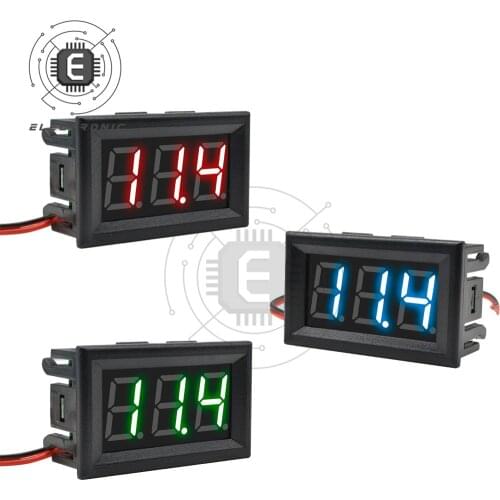 AC 70-500V 0.56" LED Digital Voltmeter Voltage Meter Volt Instrument Tool 2 Wires Red Green Blue 110V 220V for Motorcycle Car