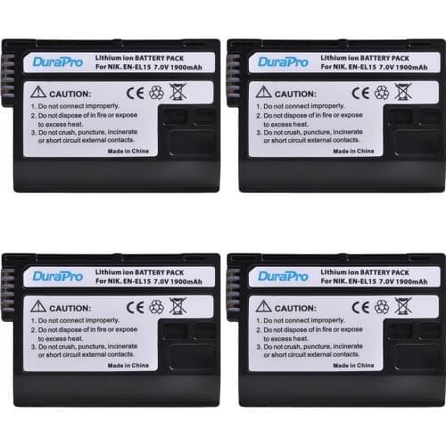 4 Pack DuraPro EN-EL15 Digital Batteries EN EL15 ENEL15 For Nikon D600 D610 D600E D800 D800E D810 D7000 D7100 d750 V1 MH-25