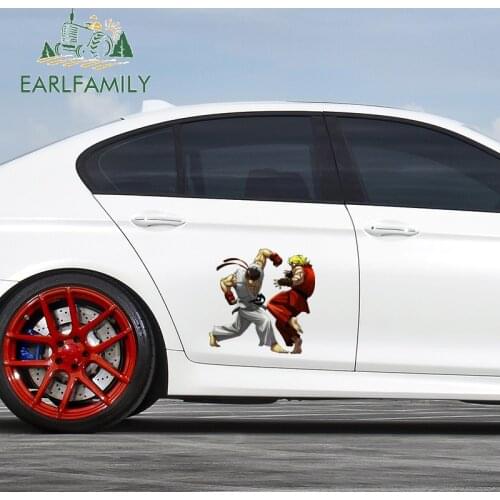 EARLFAMILY 43cm x 42.7cm for Arcade Fighter Ken Masters Ryu Anime Decal Scratch-Proof Vinyl Car Stickers Motorcycle Decoration