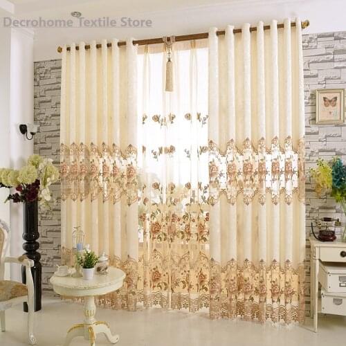 European Pastoral Living Room Flannel Curtains Water-soluble Embroidery Blackout Curtain Fabric Finished Product Customization