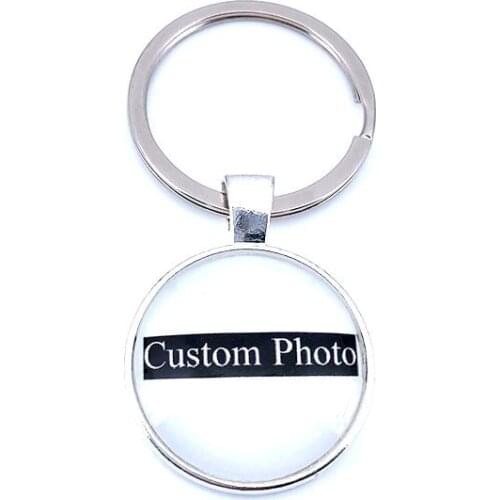 Customized Stainless Steel Key Chain Customer Made 25mm Glass Cabochon Gems Keychain for Women Men Personalized Jewelry B030