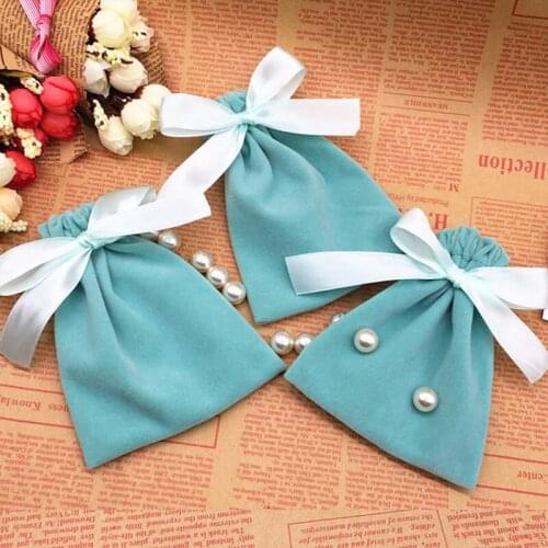 Customized Logo Lovely Drawstring Velvet Bag for Gift and Jewelry