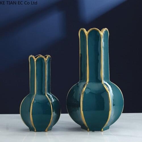 European-style Ceramic Pomegranate Vase Luxury Green Phnom Penh Flower Arrangement Container Bedroom Deco Crafts Vase Home Decor