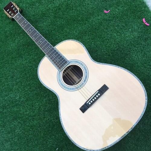All real abalone 00042 classical acoustic guitar 000-42 acoustic electric guitar handmade solid spruce top OOO body acoustic
