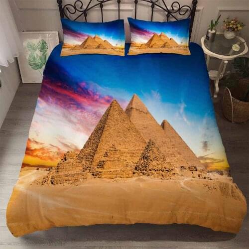 Bedding Three Piece Set Of Pharaoh Egypt, Pyramid 3D Printing Cotton Quilt Cover Pillow Case