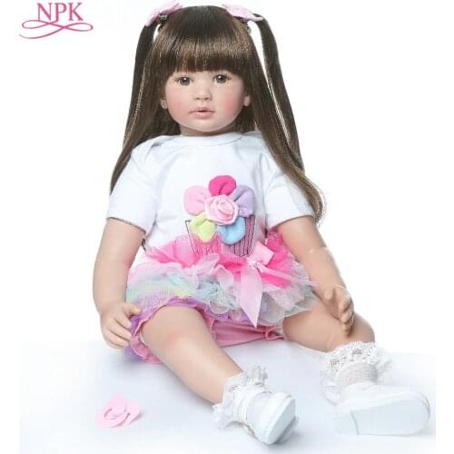 High quality 60cm big size reborn toddler princess Silicone vinyl adorable Lifelike Baby Bonecas girl bebe doll reborn menina