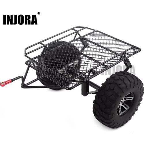 INJORA Metal Single Axle Trailer Kit for 1/10 Scale Crawler Traxxas TRX4 Axial SCX10 90046 D90 Tamiya CC01
