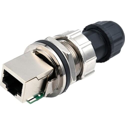 Metal Mesh Cable M20 IP67 Waterproof Outdoor Industrial Ethernet Bulkhead Panel Mount RJ45 Signal Connector Soldering Plug Sock