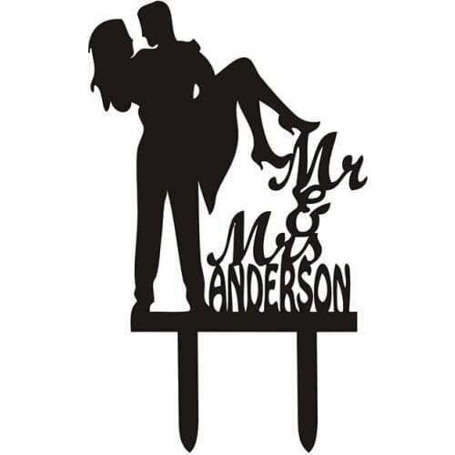 Sweety Bride Groom Mr & Mrs Anderson Acrylic Cake Flags Cake Topper For Wedding Anniversary Party Cake Decoration Hot Sale