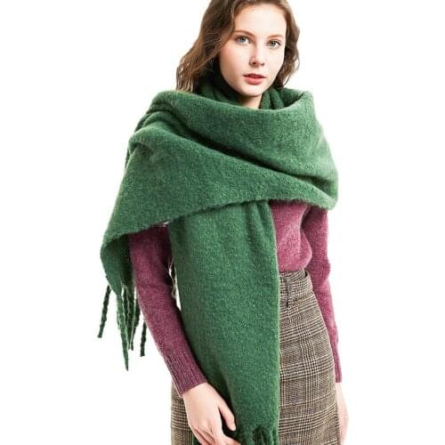Mingjiebihuo fashion autumn and winter new coarse tassels circle sand solid color scarf ladies thick scarf women shawl
