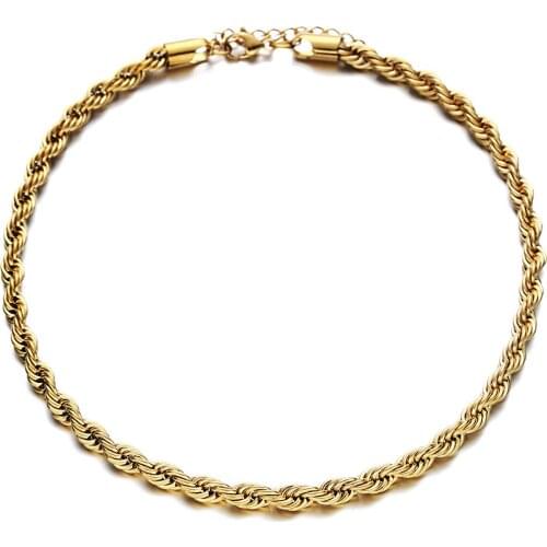 Stainless Steel Multi-layer Twist Rope Chain Necklace For Women Men Hip-hop Gothic Punk Paper Clip Chain Choker Hip hop Jewelry