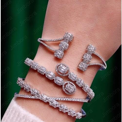 Trendy Charms Luxury Stack Bangle For Women Wedding Full AAA Cubic Zircon Crystal CZ Dubai Bracelet Party Jewelry 2019