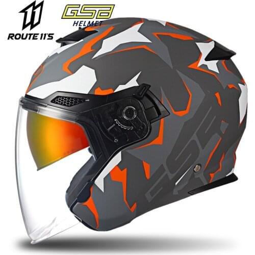 GSB Capacete De Moto Motorcycle Helmet Half Helmet Double Lens Female Personality Motorcycle Running Helmet General Half Helmet