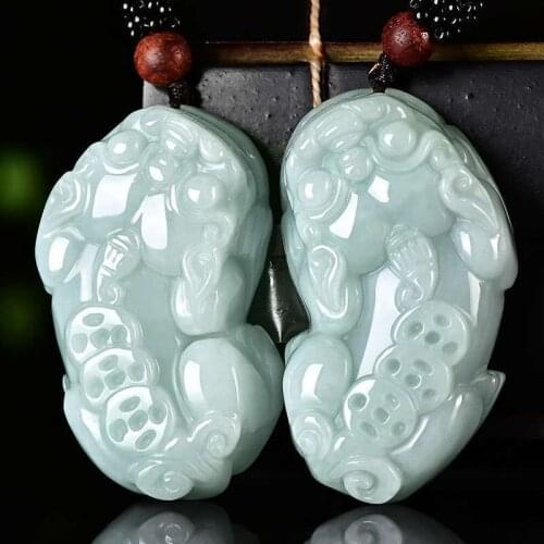 Certificate Natural Emerald Dragon Pixiu Jade Pendant Beads Necklace Charm Jewellery Fashion Hand-Carved Man Woman Luck Amulet