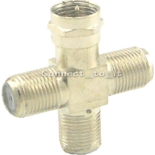 F male to three 3 F female way cross + in series RF adapter connector Zinc Alloy