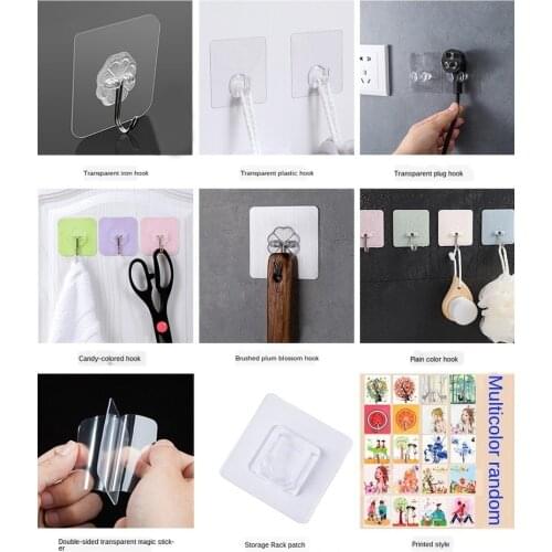 Sale 1PC Transparent Hangers Self Adhesive wall Hooks Storage Holders In Bathroom Kitchen Stick on Door Hooks For Keys Towels