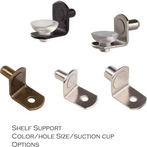 Adjustable diameter 5 6 8 mm shelf support Iron material Nickel Bronze Black color options metal shelf pin with silicon cup pad