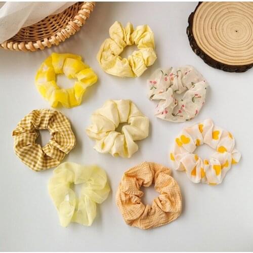 Korean Elegant Coloful Scrunchie Elastic Headwear Tie Hair Rubber Bands for Women Girl Striped Holiday Holder Hair Accessories