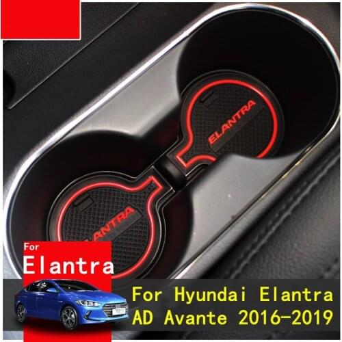 Rubber Mat For Hyundai Elantra 2016-2019 AD Avante Lnterior Anti Slip Mat Door Slot Pad Cup Cushion Groove Mat Car Accessories