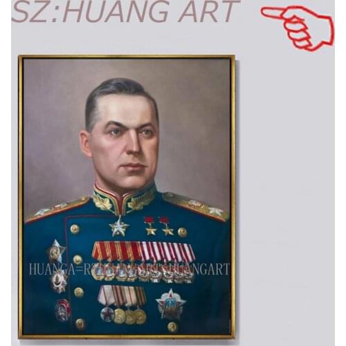 HandpaintedRussia World War II General Portrait of Soviet Russian Konstantinovich Rokossovsky PRINT painting on canvas