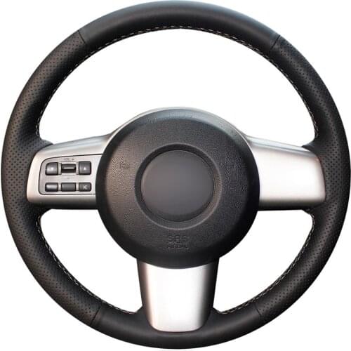 Hand-stitched Black Artificial Leather Car Steering Wheel Cover for Mazda 2 2008 2009 2010 2011 2012 2013 2014