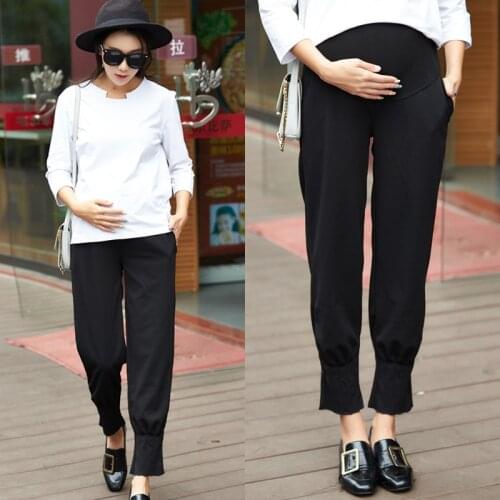 Pregnant Women Nine Pants Chiffon Lanterns To Close The Maternity Bloomers Leisure For Pregnancy Summer Belly Loose Trousers