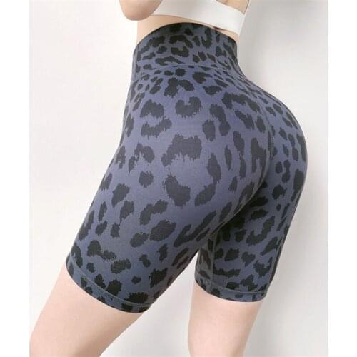 Leopard Print Yoga Pants High Waist Tummy Control Stretch Compression Sport Short Running Tights Push Up Sportswear