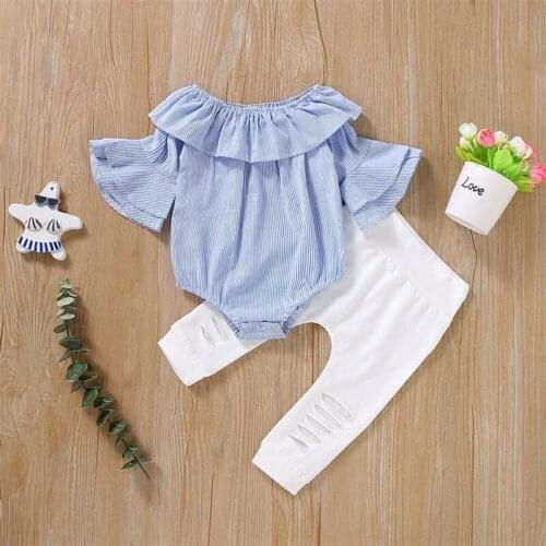 UK Newborn Infant Baby Girl Clothes Romper Bodysuit Jumpsuit Ripped Pants Outfit Autumn Clothes Set