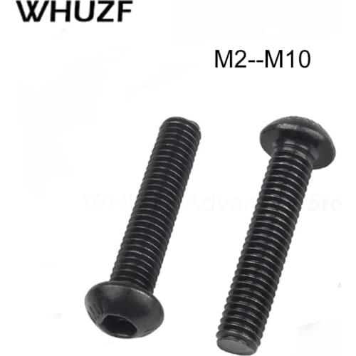 10-50pcs/lot ISO7380 Hex Screw M2 M2.5 M3 M4 M5 M6 M8 Black Button Head Hex Socket Cap Screw Hexagon Socket Round Head Screws