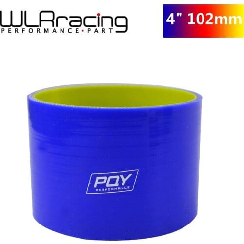 WLR Racing - Blue & Yellow 4" 102mm Straight Silicone Intercooler Turbo Intake Pipe Coupler Hose WITH PQY LOGO WLR-SH0040-QY