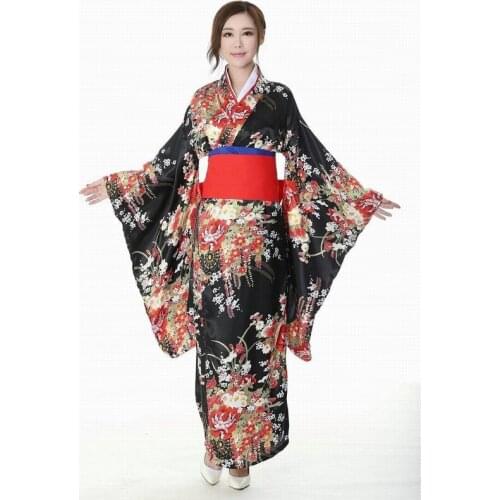 Japanese Traditional Girl Flower Geisha Kimono Vintage Women Stage Show Costume Cosplay Hell Girls Enma Women Sakura Suit