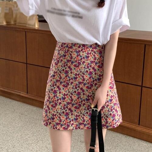 2021 Summer Women Skirt Floral Prin Vintage Pencil Skirts Women Casual Cute Sweet Girls Mini Skirt For Ladies