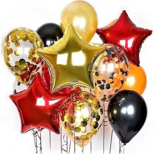 1set 18inch Star Foil Balloons Mix Gold Latex Confetti Balloon Baby Shower Happy Birthday Party Wedding Decoration Globos Supply