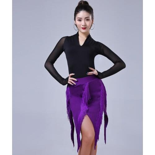 2020 Adult Women Latin Top Skirt Lady Dancing Dresses For Practice Performance Dancewear Costume Ballroom Cha Cha Samba Clothing
