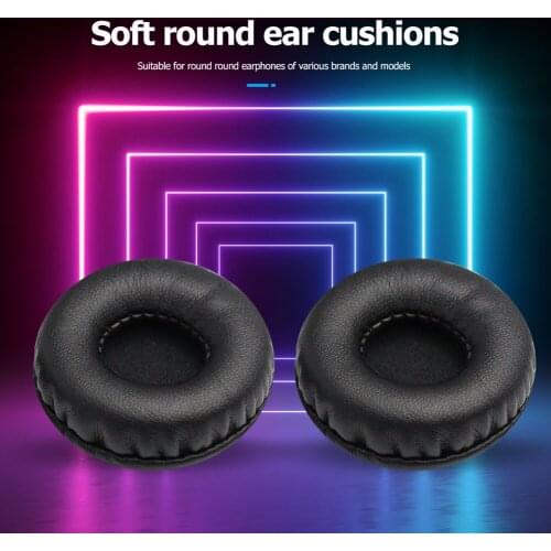 2x Soft Headphones Earpads PU Protein Skin Foam Round Headset Replace Cushions Portable Entertainment Earphone Supplies