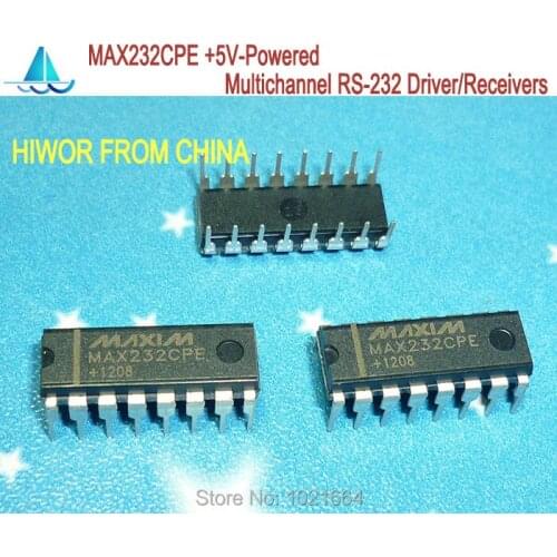 50pcs/lot MAX232CPE MAX232 DIP-16 +5V-Powered Multichannel RS-232 Drivers / Receivers