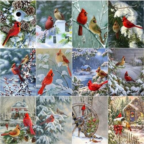 Diamond painting 5D DIY animal full diamond square/round diamond embroidery bird rhinestone mosaic winter picture wall decoratio